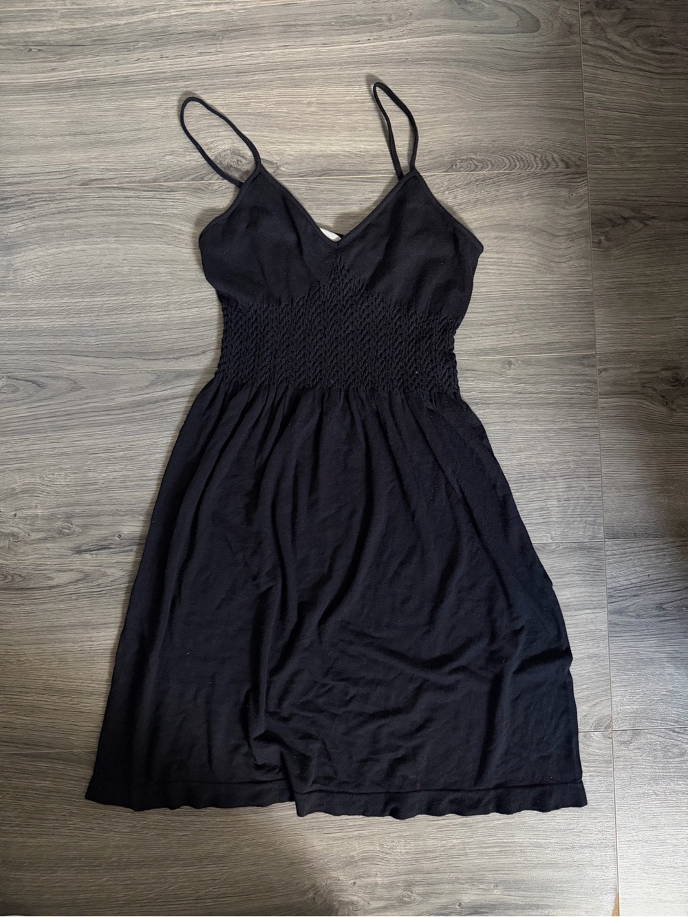 Sugarlips Black Smocked Waist Spaghetti Strap Mini Dress